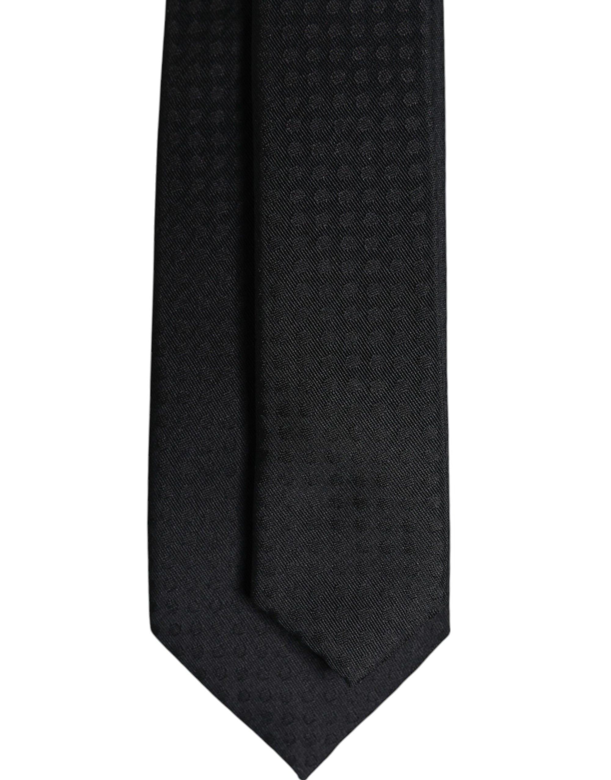 Dolce &amp; Gabbana Black Circles Silk Adjustable Necktie Tie