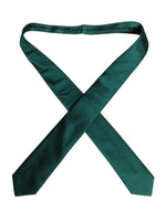 Dolce &amp; Gabbana Green Solid Cotton Adjustable Necktie Tie