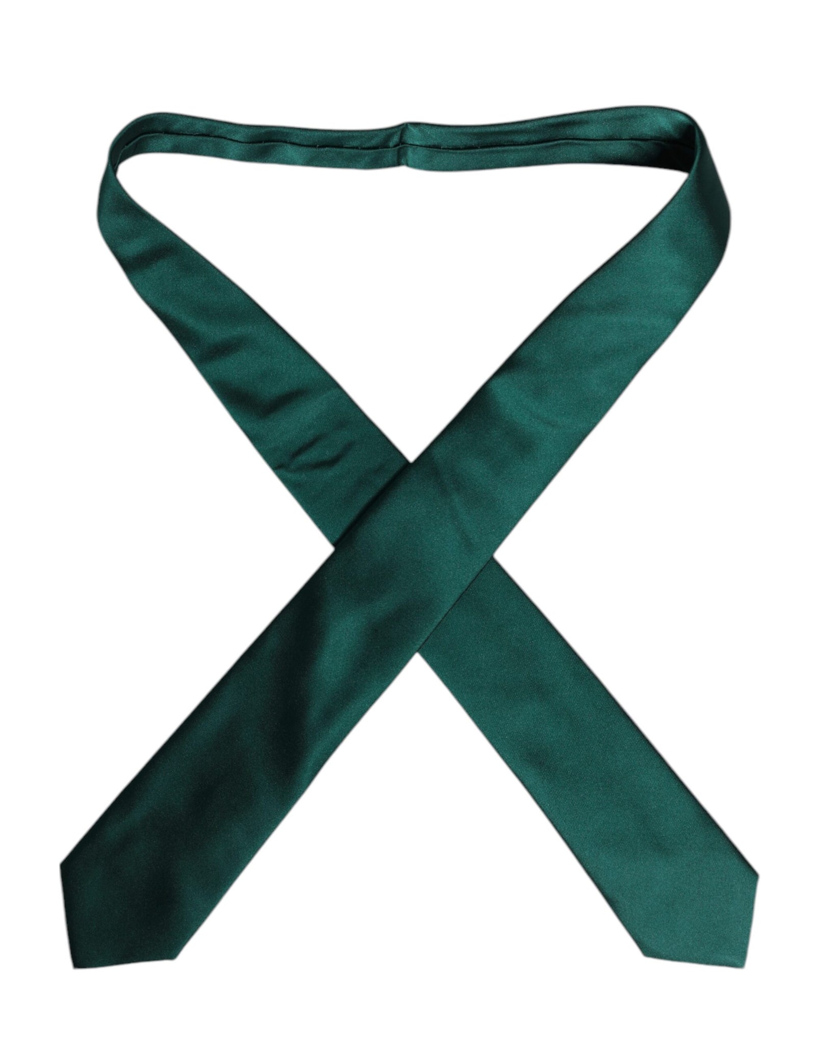 Dolce &amp; Gabbana Green Solid Cotton Adjustable Necktie Tie