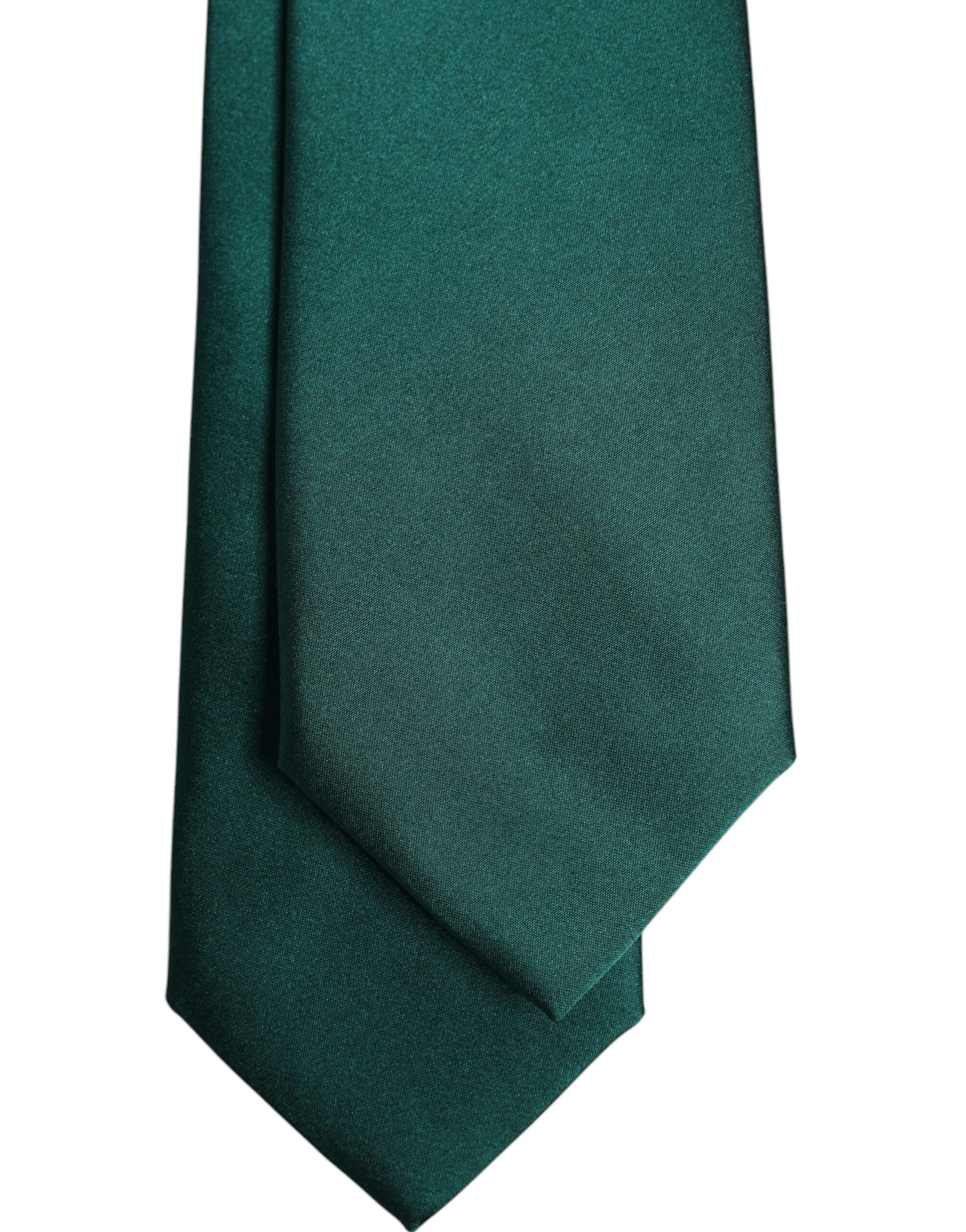 Dolce &amp; Gabbana Green Solid Cotton Adjustable Necktie Tie