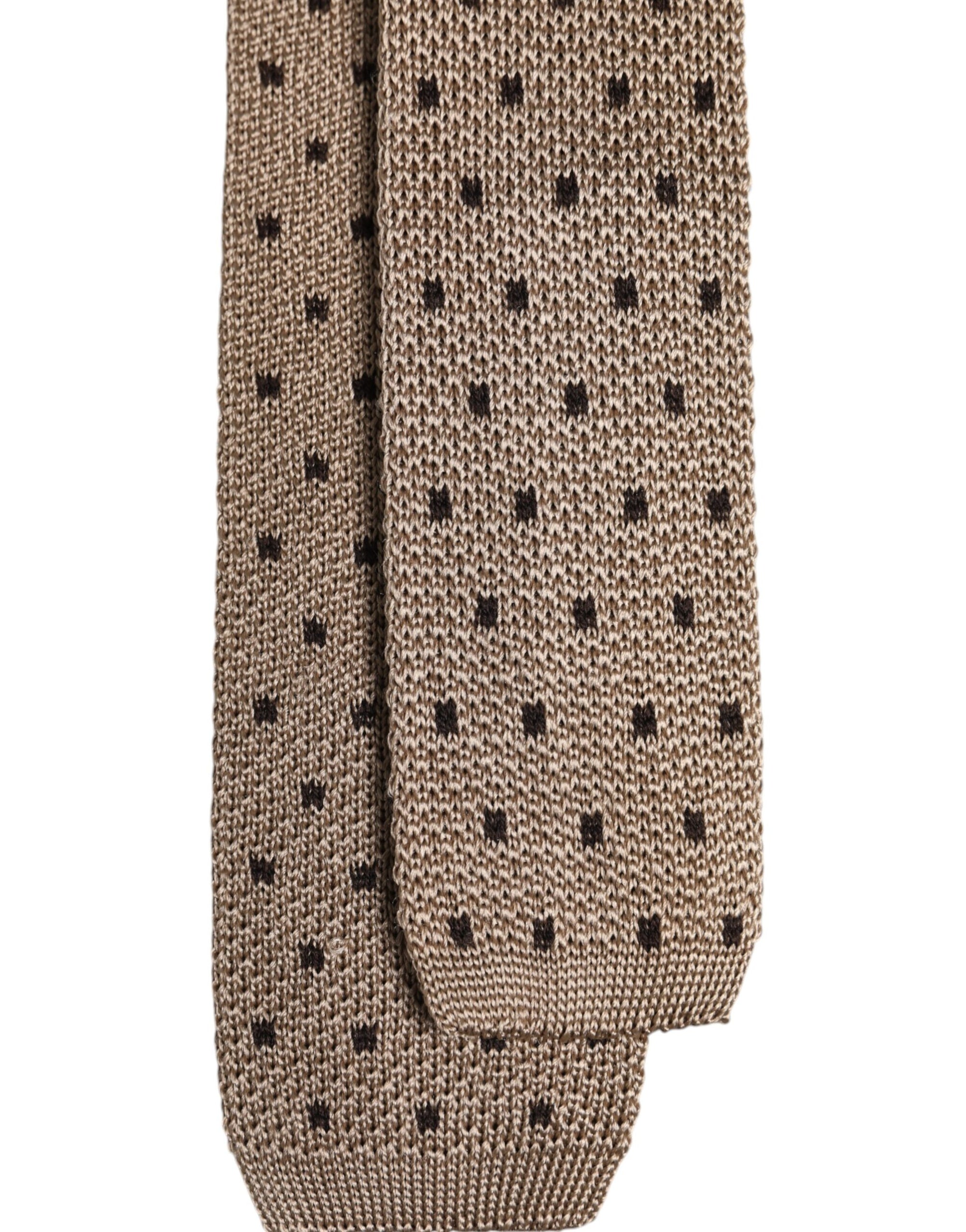 Dolce &amp; Gabbana Beige Polka Dot Silk Adjustable Necktie Tie
