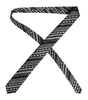 Dolce &amp; Gabbana Black White Stripes Silk Adjustable Necktie Tie