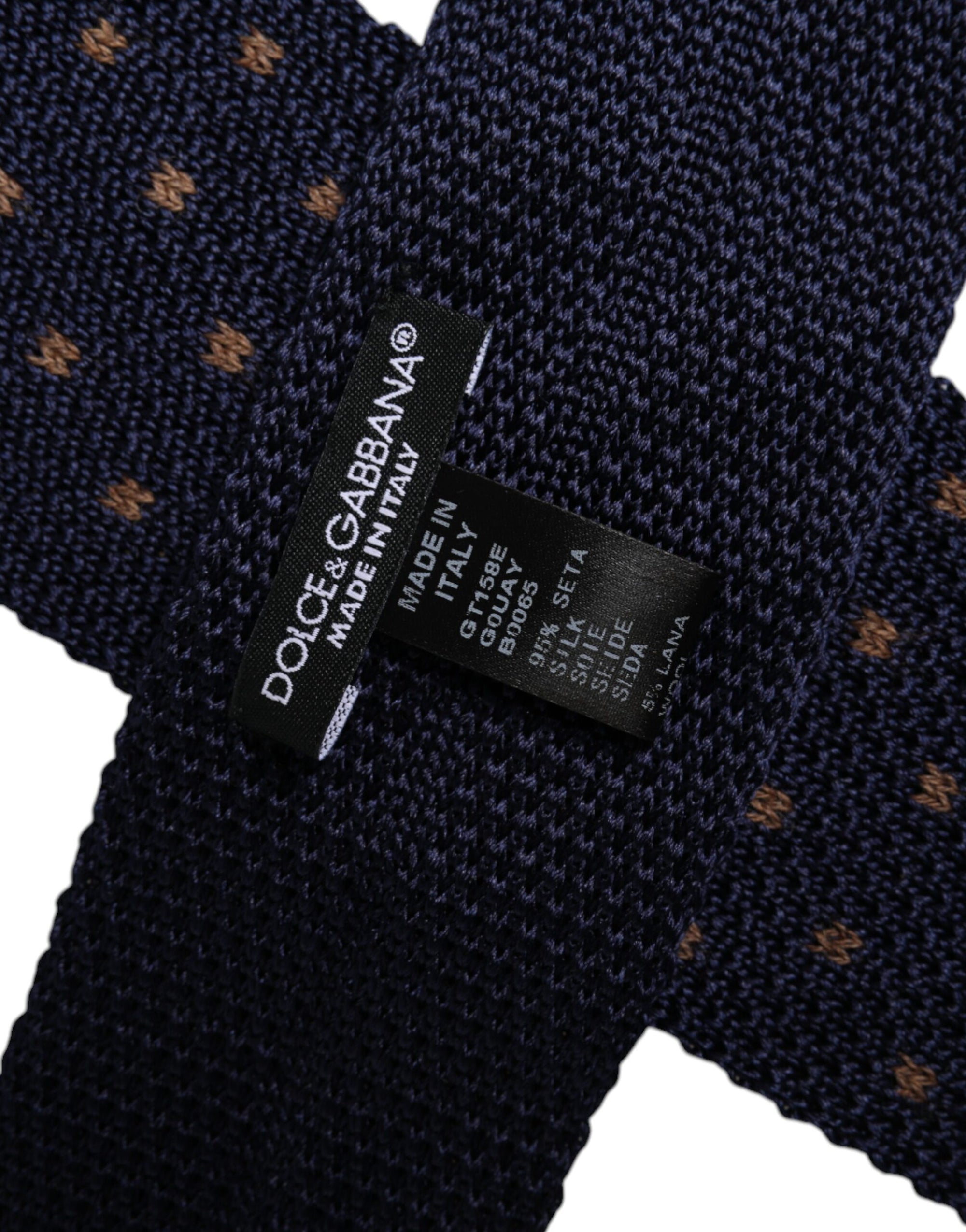 Dolce &amp; Gabbana Blue Polka Dot Silk Adjustable Necktie Tie