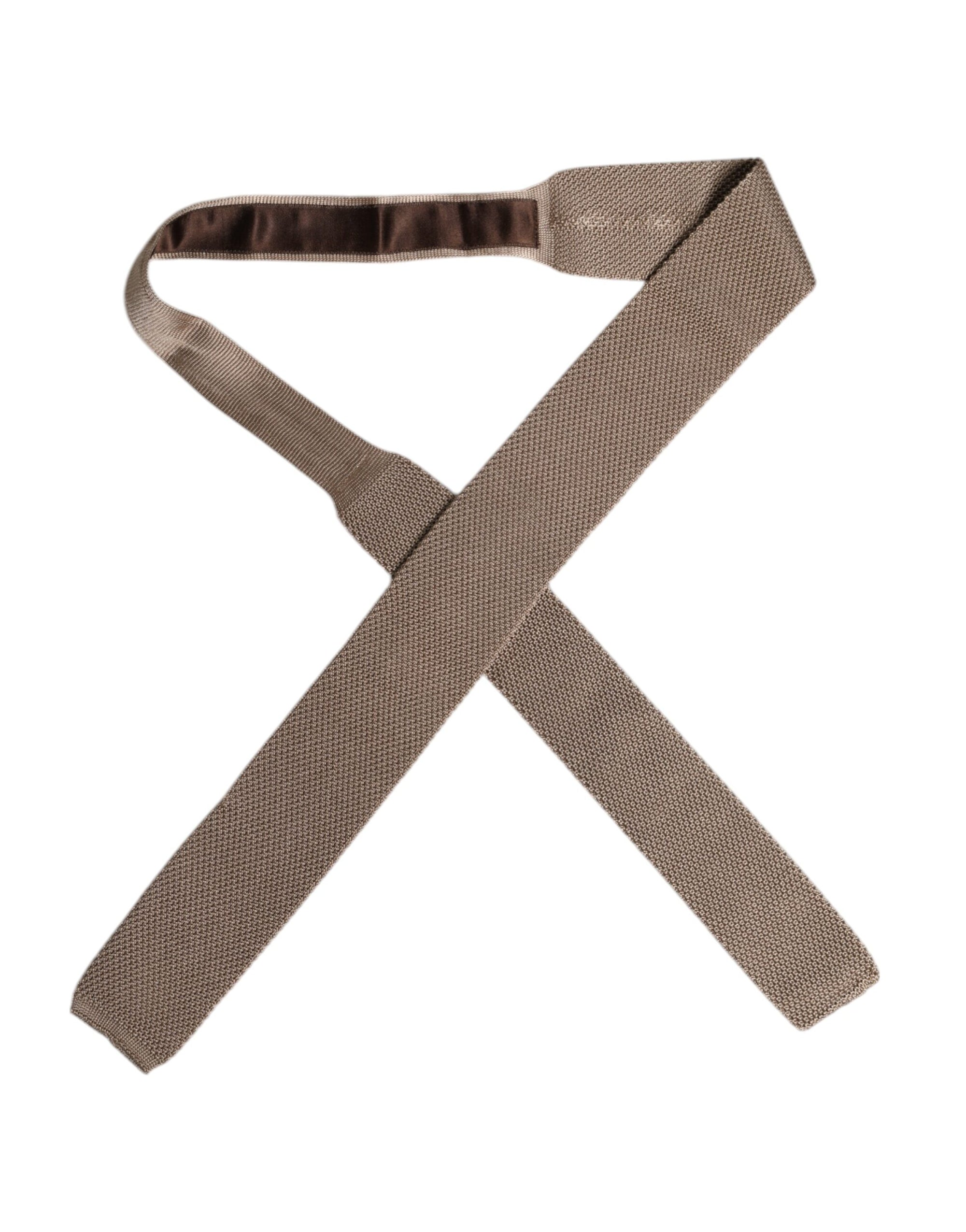 Dolce &amp; Gabbana Brown Silk Adjustable Necktie Tie