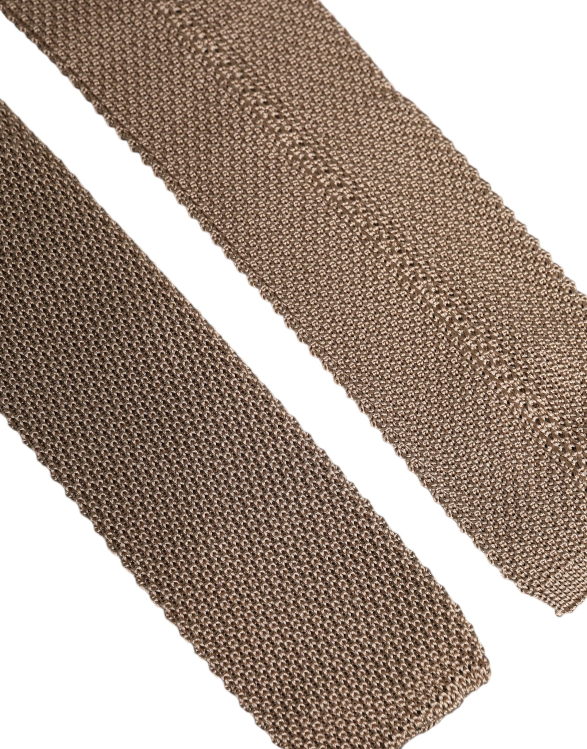 Dolce &amp; Gabbana Brown Silk Adjustable Necktie Tie