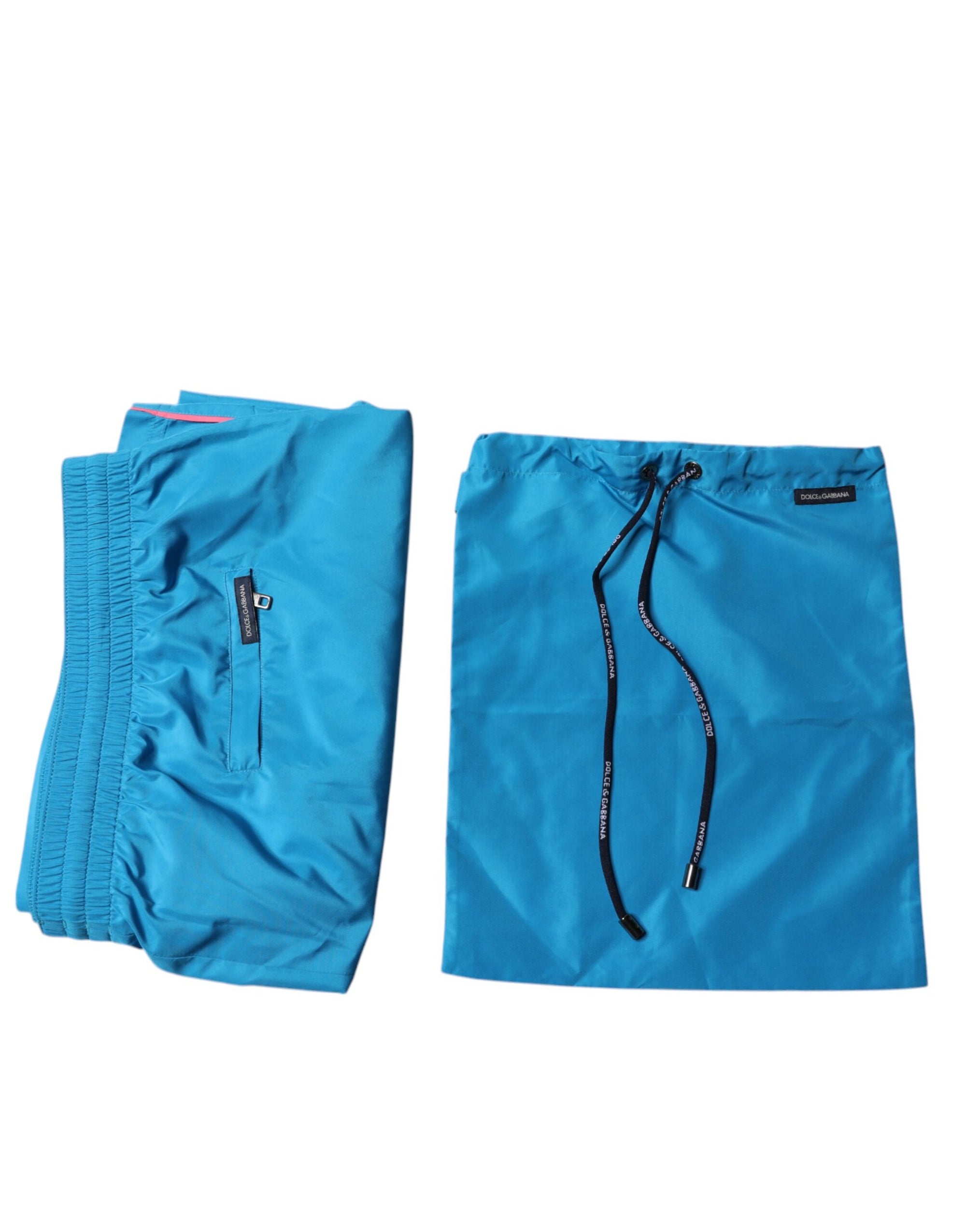 Maillot de bain 2 pièces short de plage Dolce & Gabbana à logo turquoise