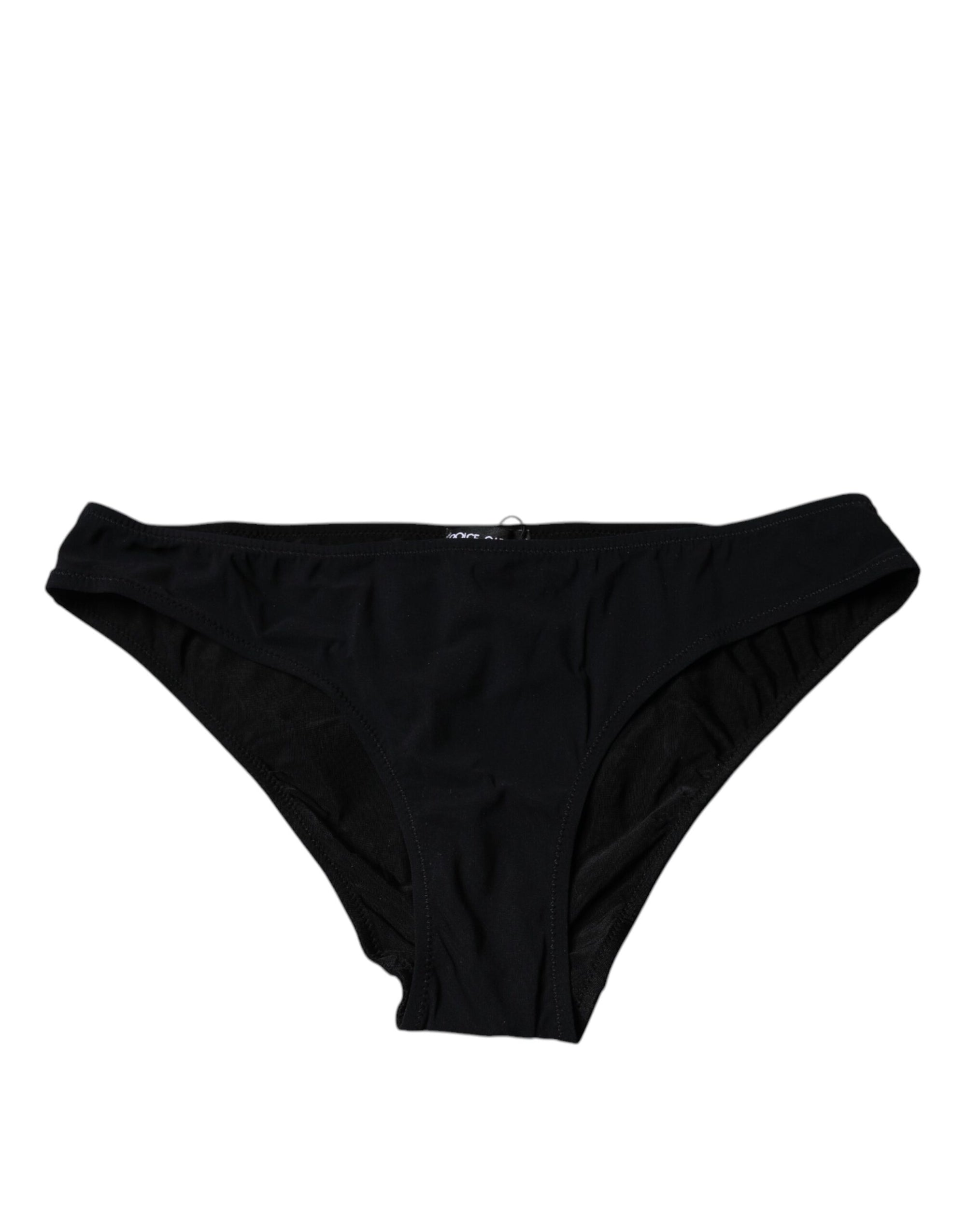 Dolce &amp; Gabbana Black Nylon Stretch Mid Waist Panty Underwear