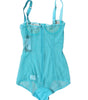 Dolce &amp; Gabbana Blue Tulle Balconette Bra Bodysuit Underwear