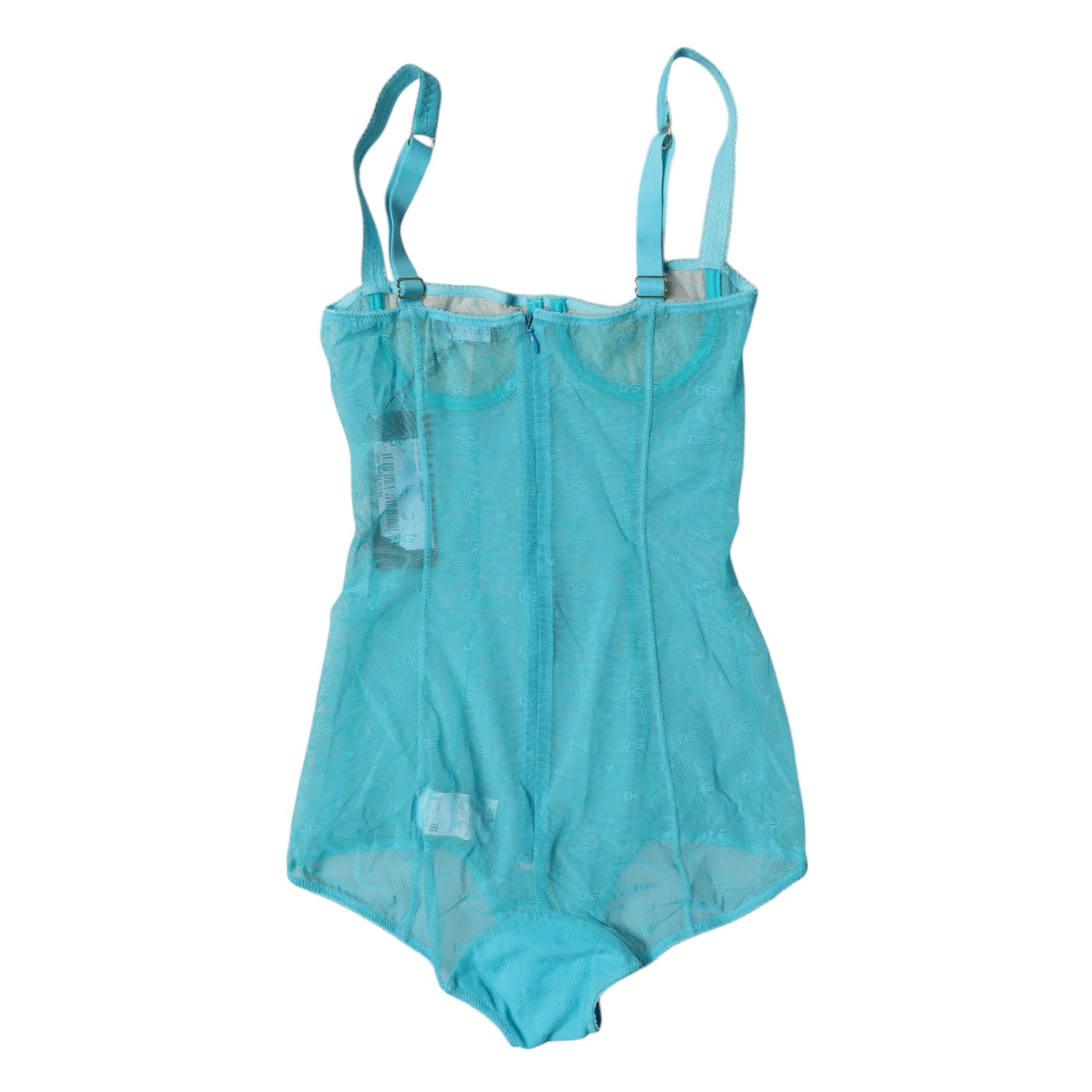 Dolce &amp; Gabbana Blue Tulle Balconette Bra Bodysuit Underwear
