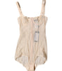 Dolce &amp; Gabbana Beige Tulle Balconette Bra Bodysuit Underwear