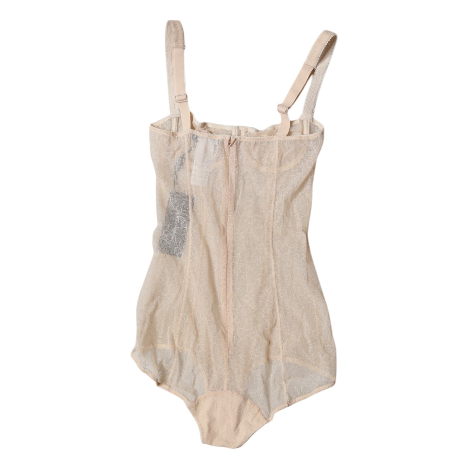 Dolce &amp; Gabbana Beige Tulle Balconette Bra Bodysuit Underwear
