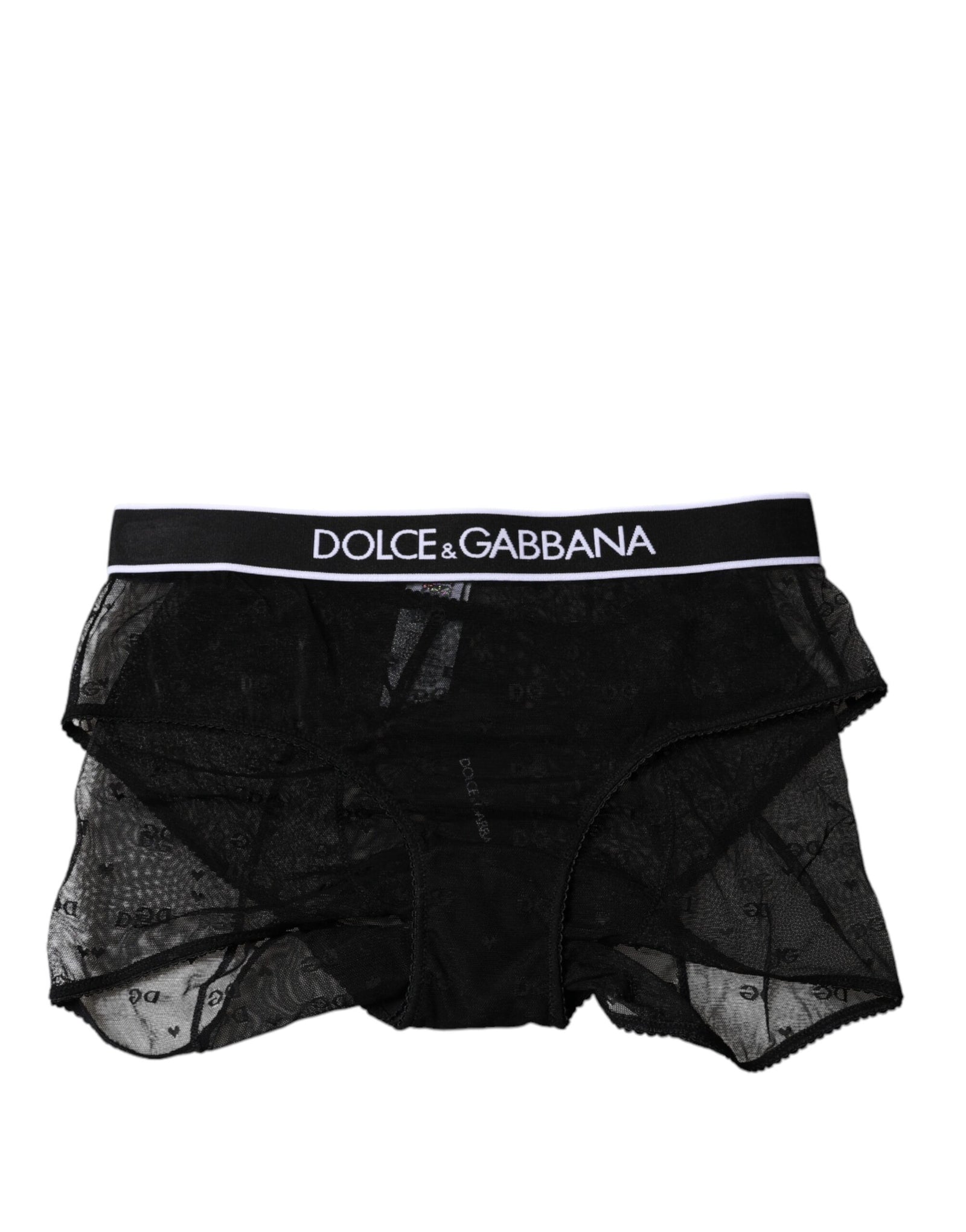 Dolce &amp; Gabbana Black Tulle Nylon Mid Waist Panty Underwear