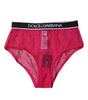 Dolce &amp; Gabbana Fuchsia Tulle Nylon Mid Waist Panty Underwear