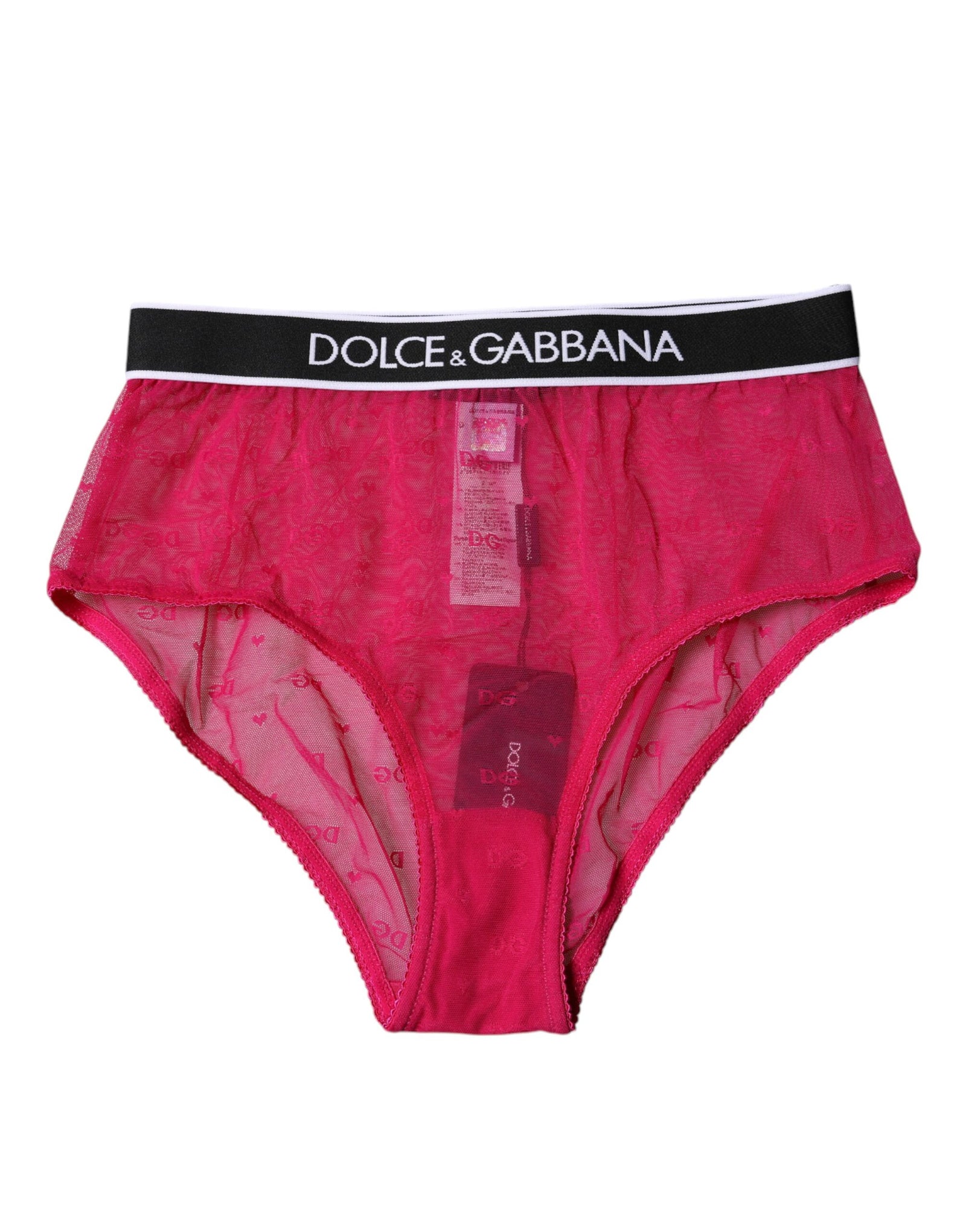 Dolce &amp; Gabbana Fuchsia Tulle Nylon Mid Waist Panty Underwear