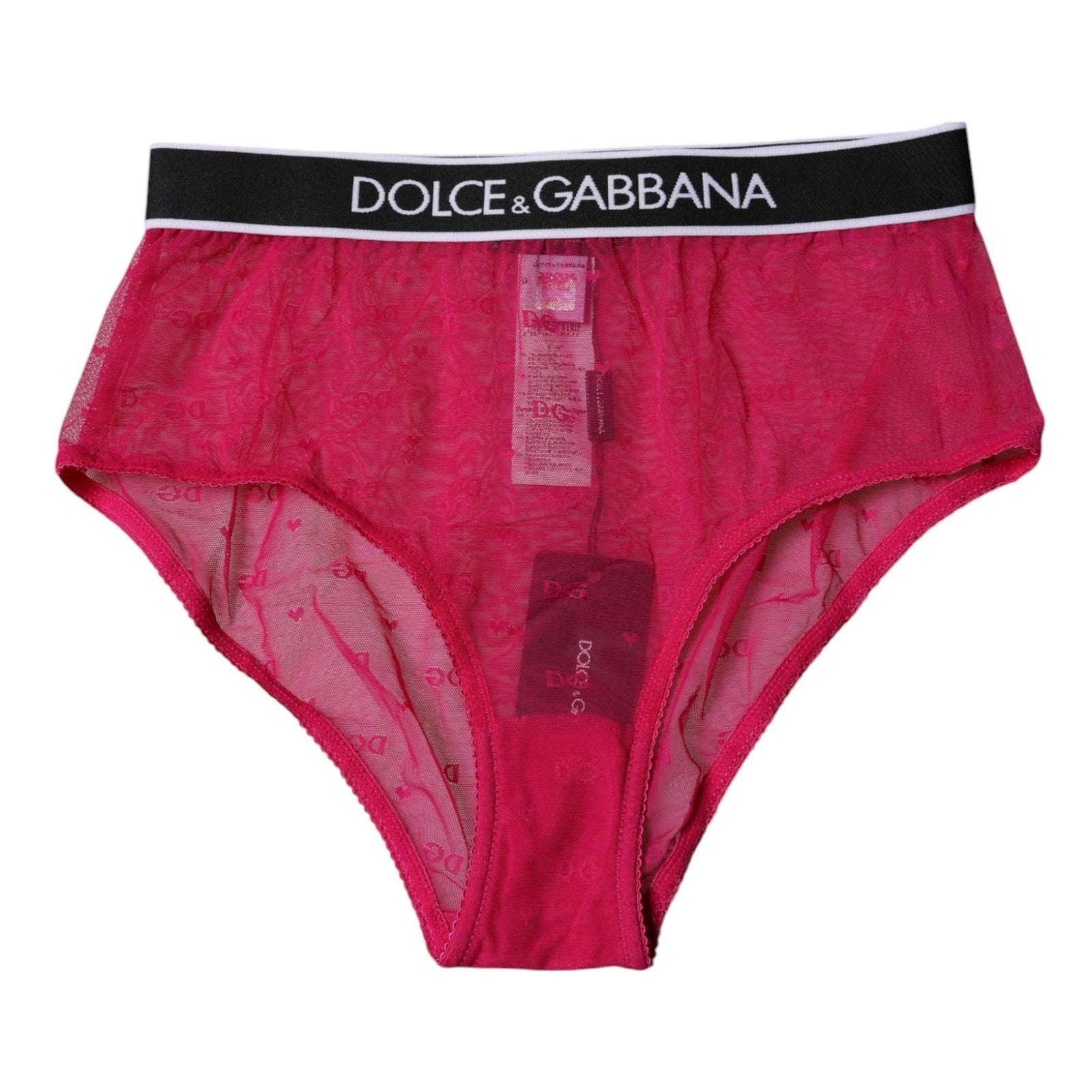 Dolce &amp; Gabbana Fuchsia Tulle Nylon Mid Waist Panty Underwear