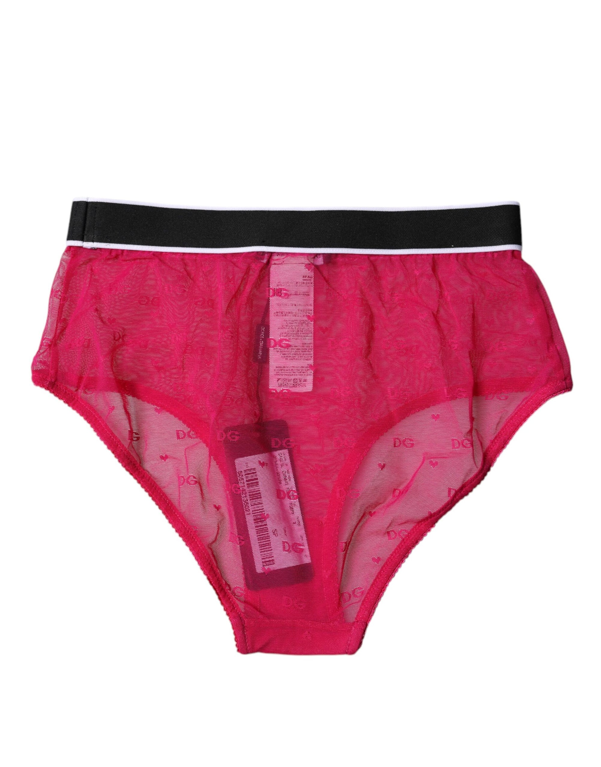 Dolce &amp; Gabbana Fuchsia Tulle Nylon Mid Waist Panty Underwear