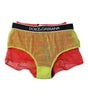 Dolce &amp; Gabbana Red Yellow Tulle Mid Waist Panty Underwear