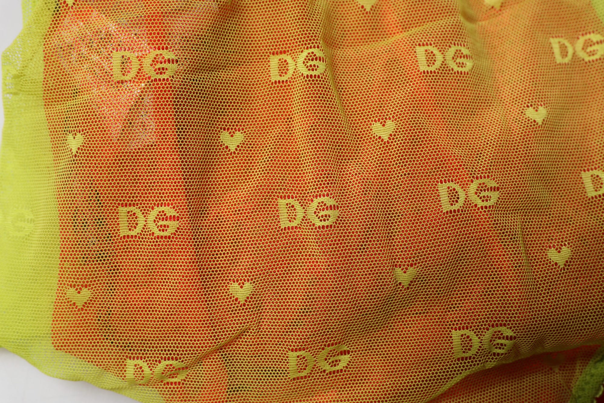 Dolce &amp; Gabbana Red Yellow Tulle Mid Waist Panty Underwear