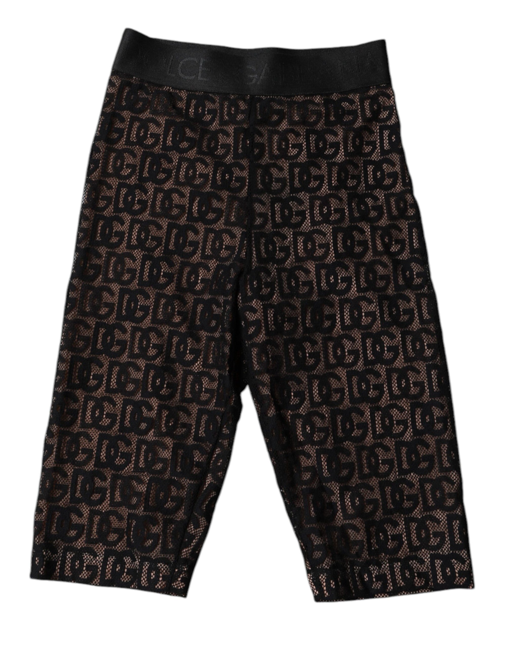 Dolce &amp; Gabbana Black Logo Monogram Cropped Tights Underwear