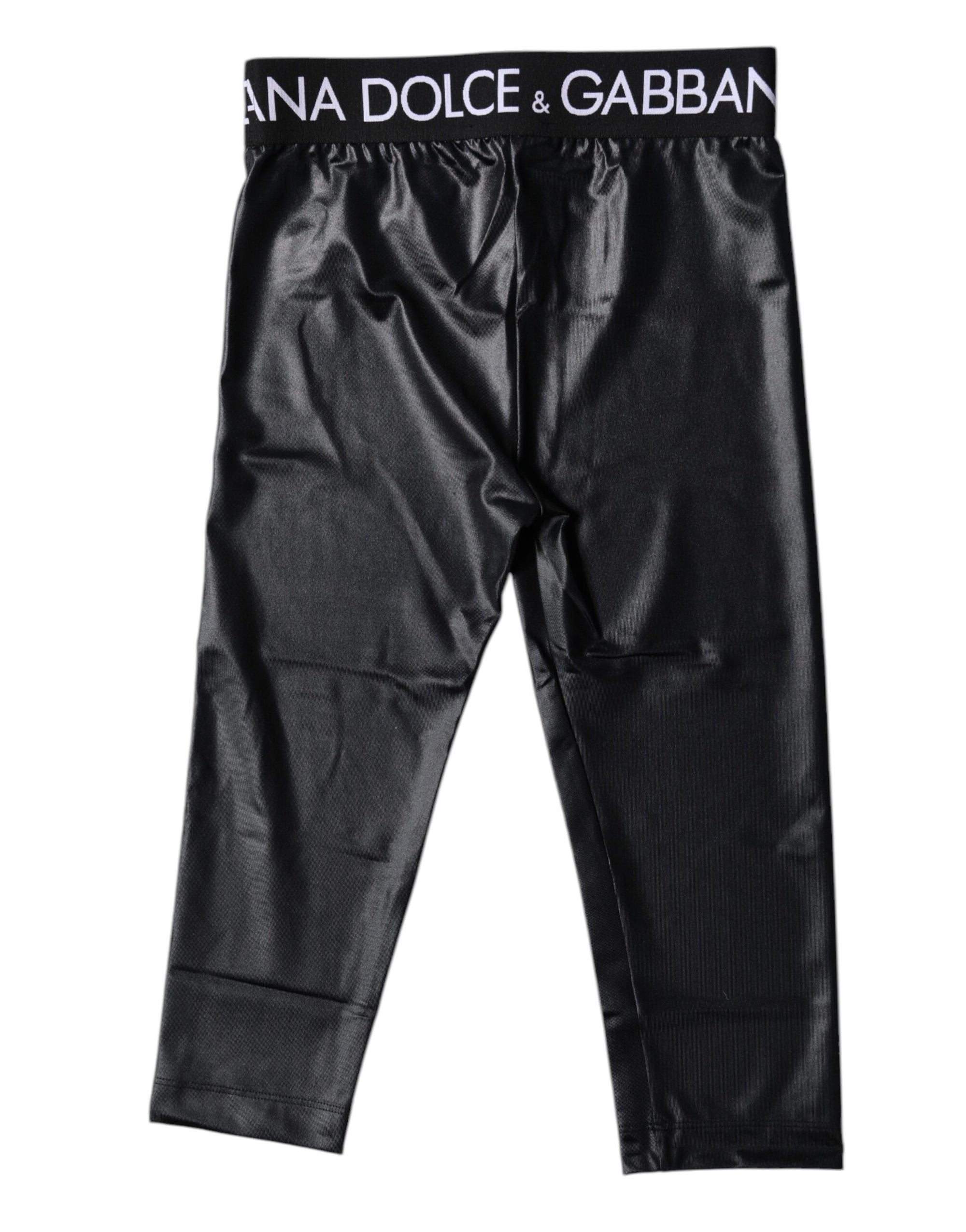 Dolce &amp; Gabbana Black Logo Nylon Cropped Tights Pants Underwear