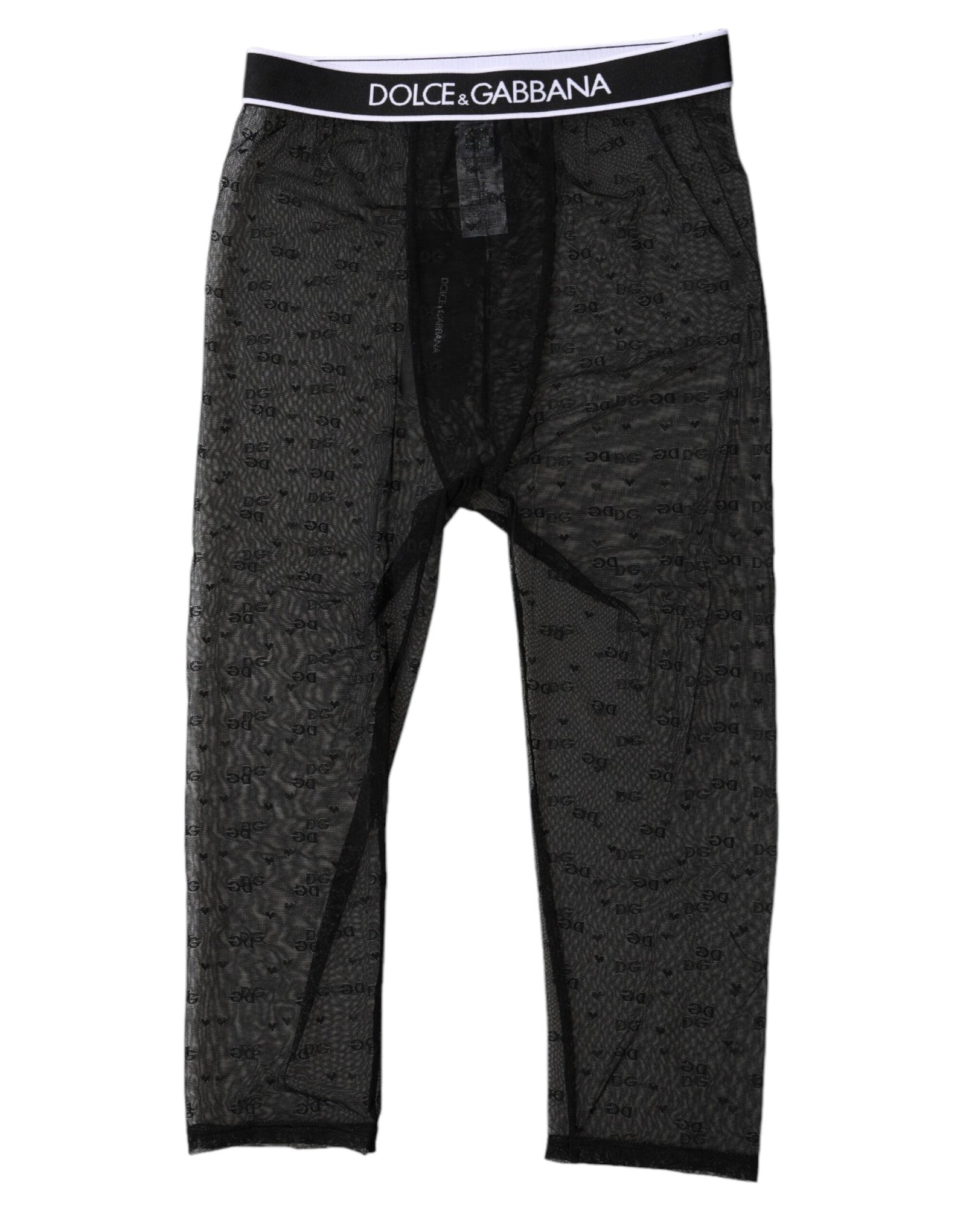 Dolce &amp; Gabbana Black DG Logo Nylon Cropped Tights Underwear