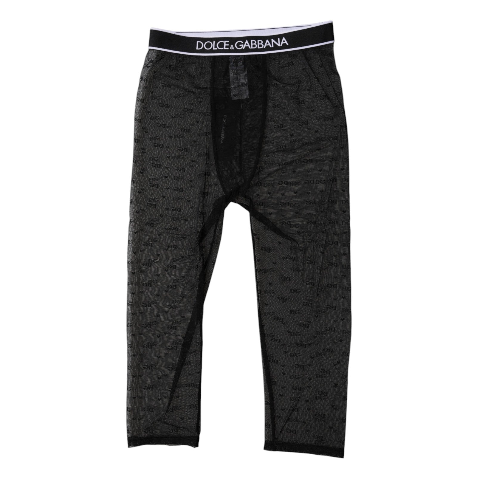 Dolce &amp; Gabbana Black DG Logo Nylon Cropped Tights Underwear