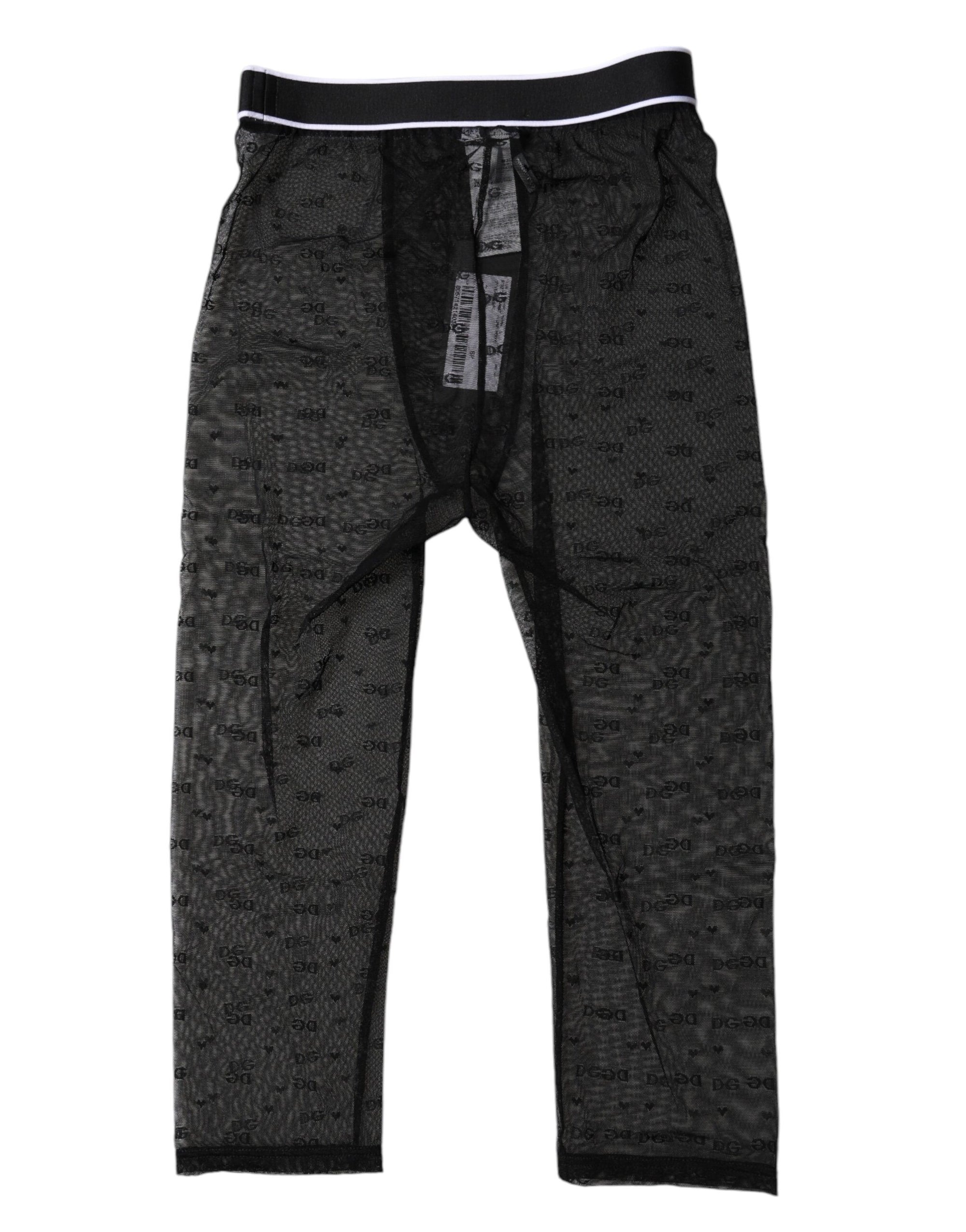 Dolce &amp; Gabbana Black DG Logo Nylon Cropped Tights Underwear