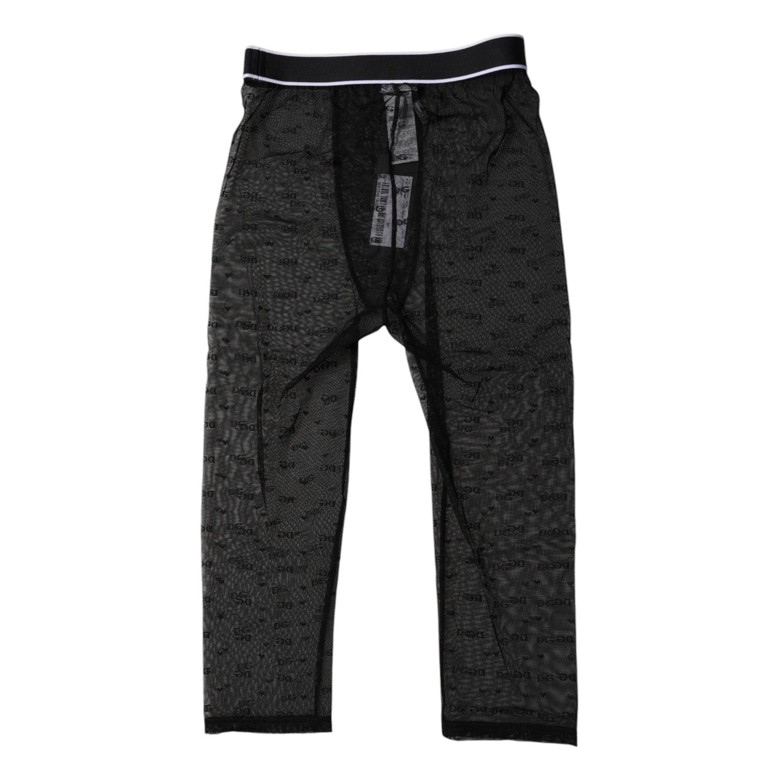 Dolce &amp; Gabbana Black DG Logo Nylon Cropped Tights Underwear