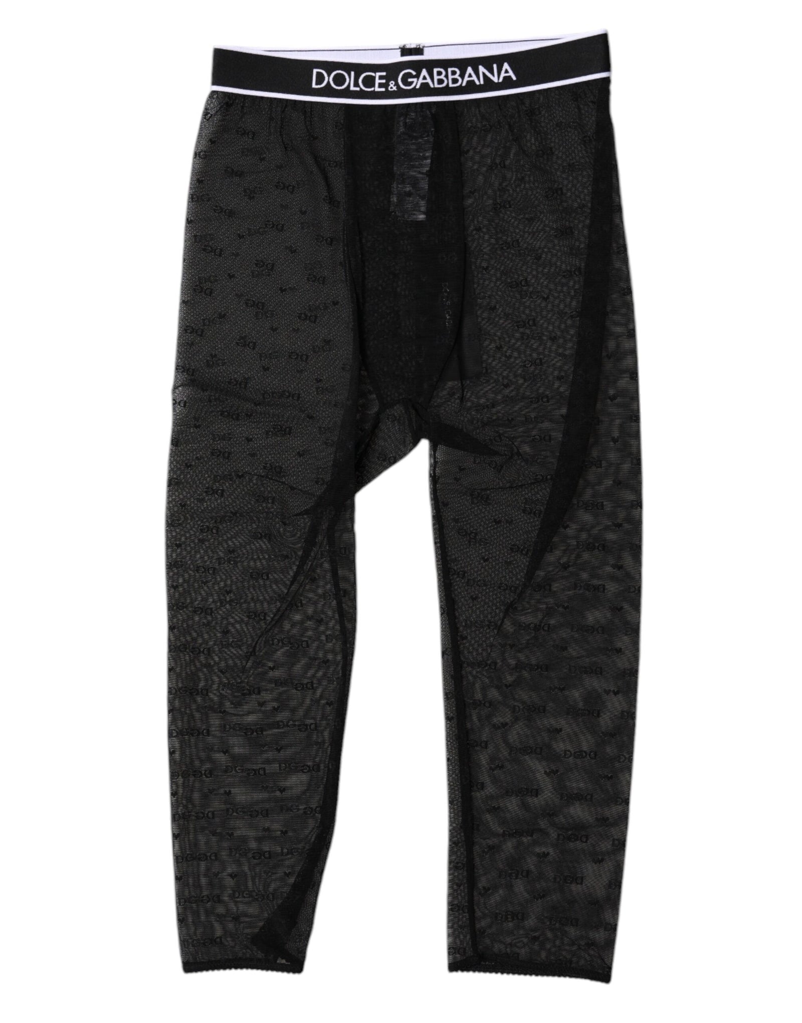 Dolce &amp; Gabbana Black DG Logo Nylon Cropped Tights Underwear