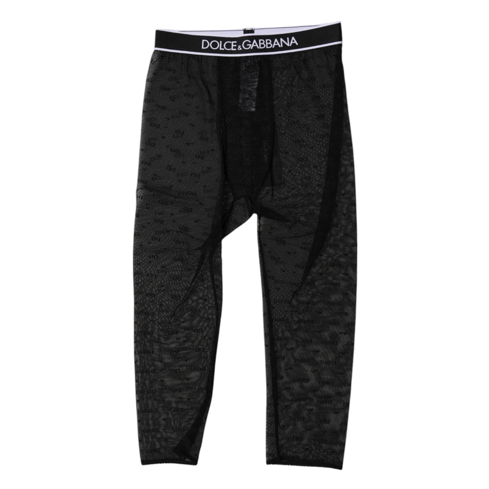 Dolce &amp; Gabbana Black DG Logo Nylon Cropped Tights Underwear