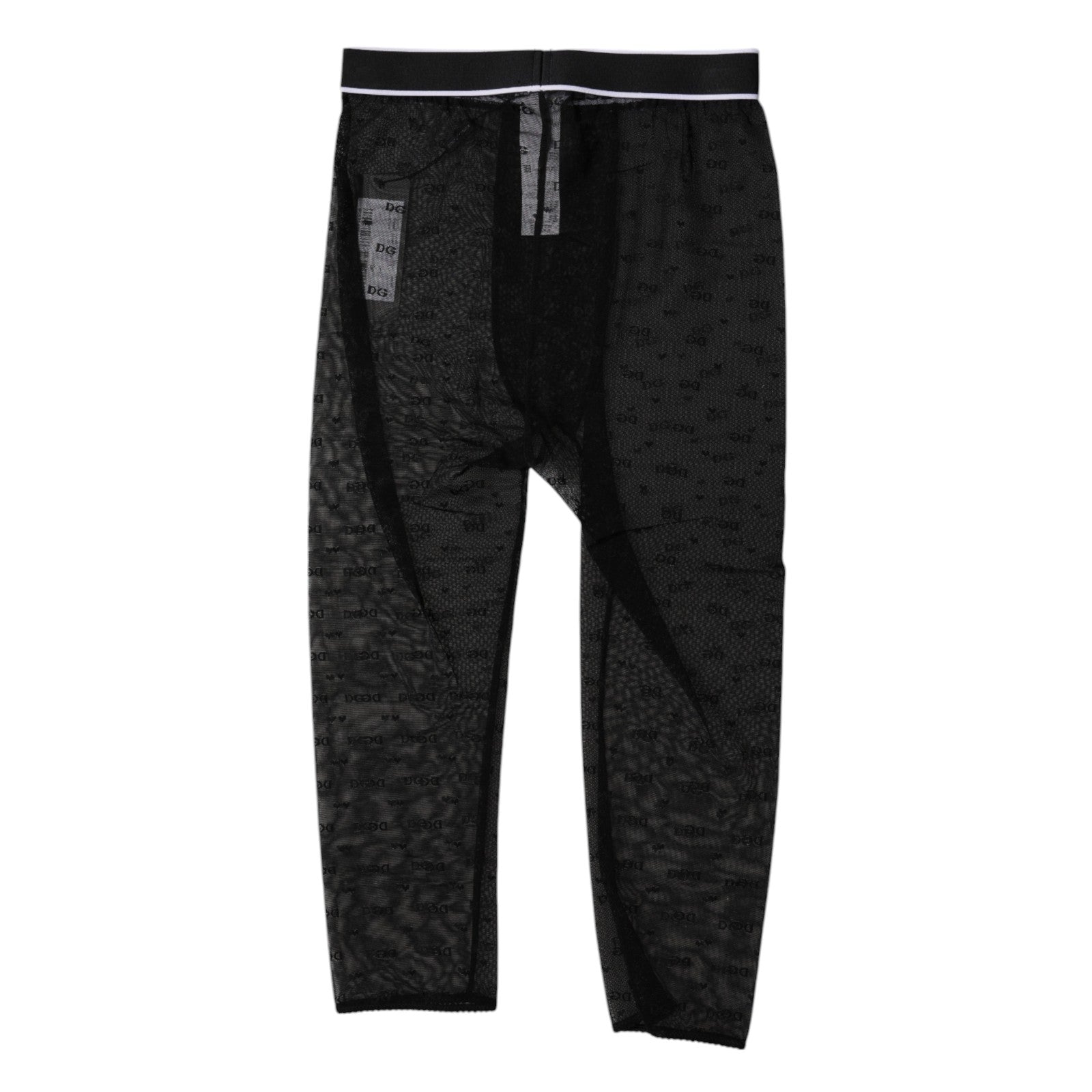 Dolce &amp; Gabbana Black DG Logo Nylon Cropped Tights Underwear