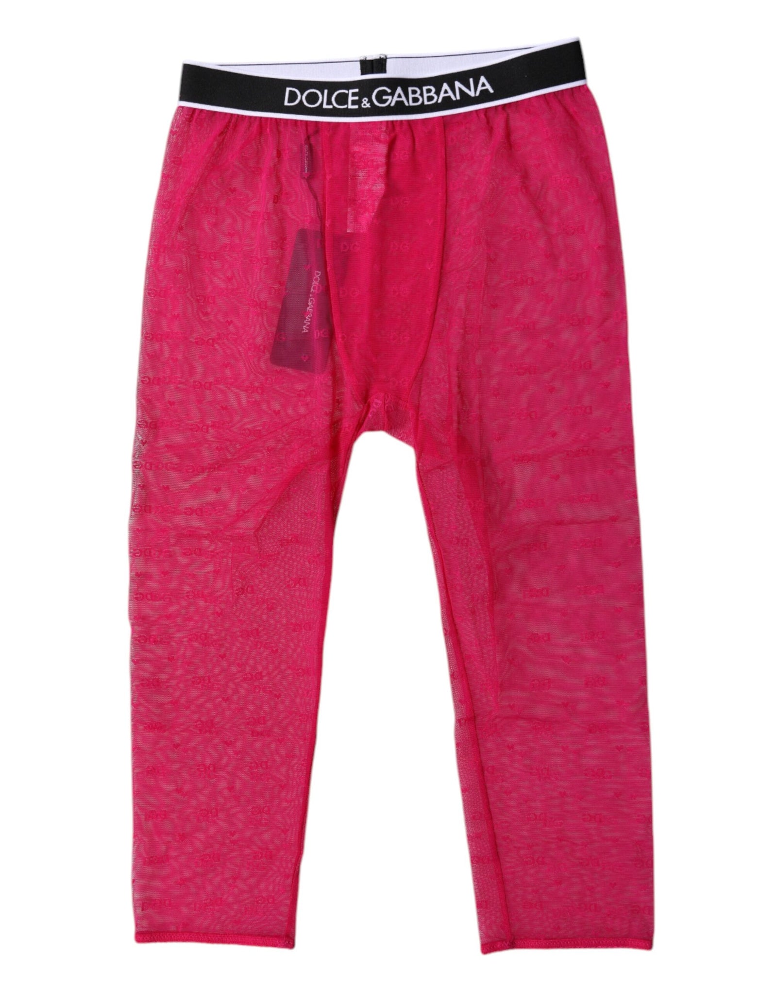 Dolce &amp; Gabbana Fuchsia DG Logo Nylon Cropped Tights Underwear