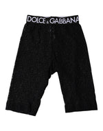 Dolce &amp; Gabbana Black Logo Monogram Cropped Tights Underwear