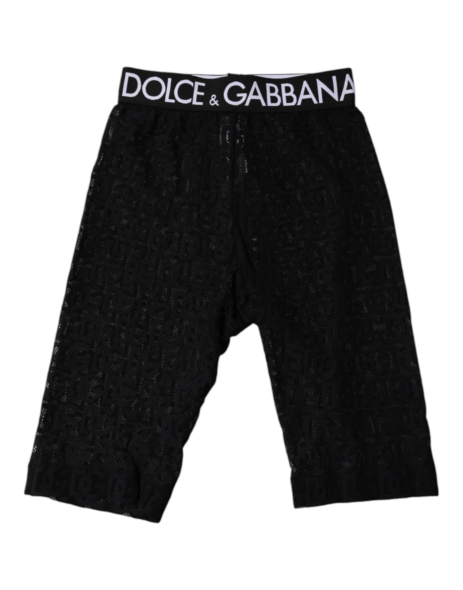 Dolce &amp; Gabbana Black Logo Monogram Cropped Tights Underwear