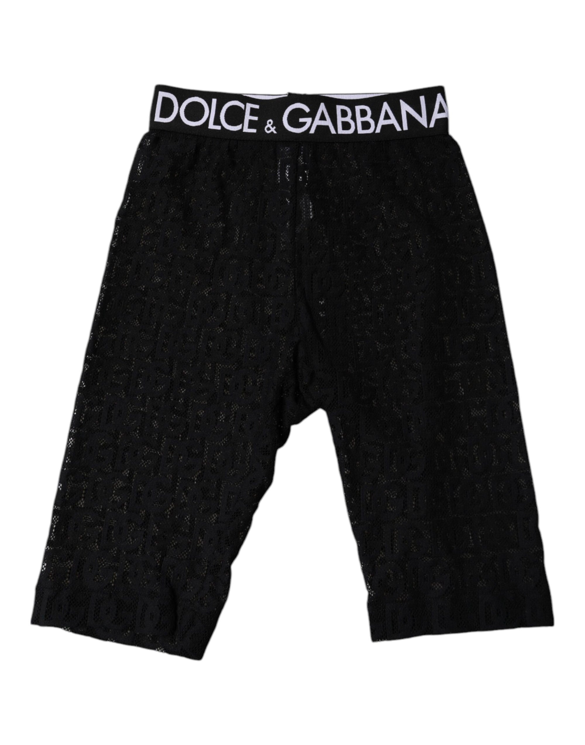 Dolce &amp; Gabbana Black Logo Monogram Cropped Tights Underwear