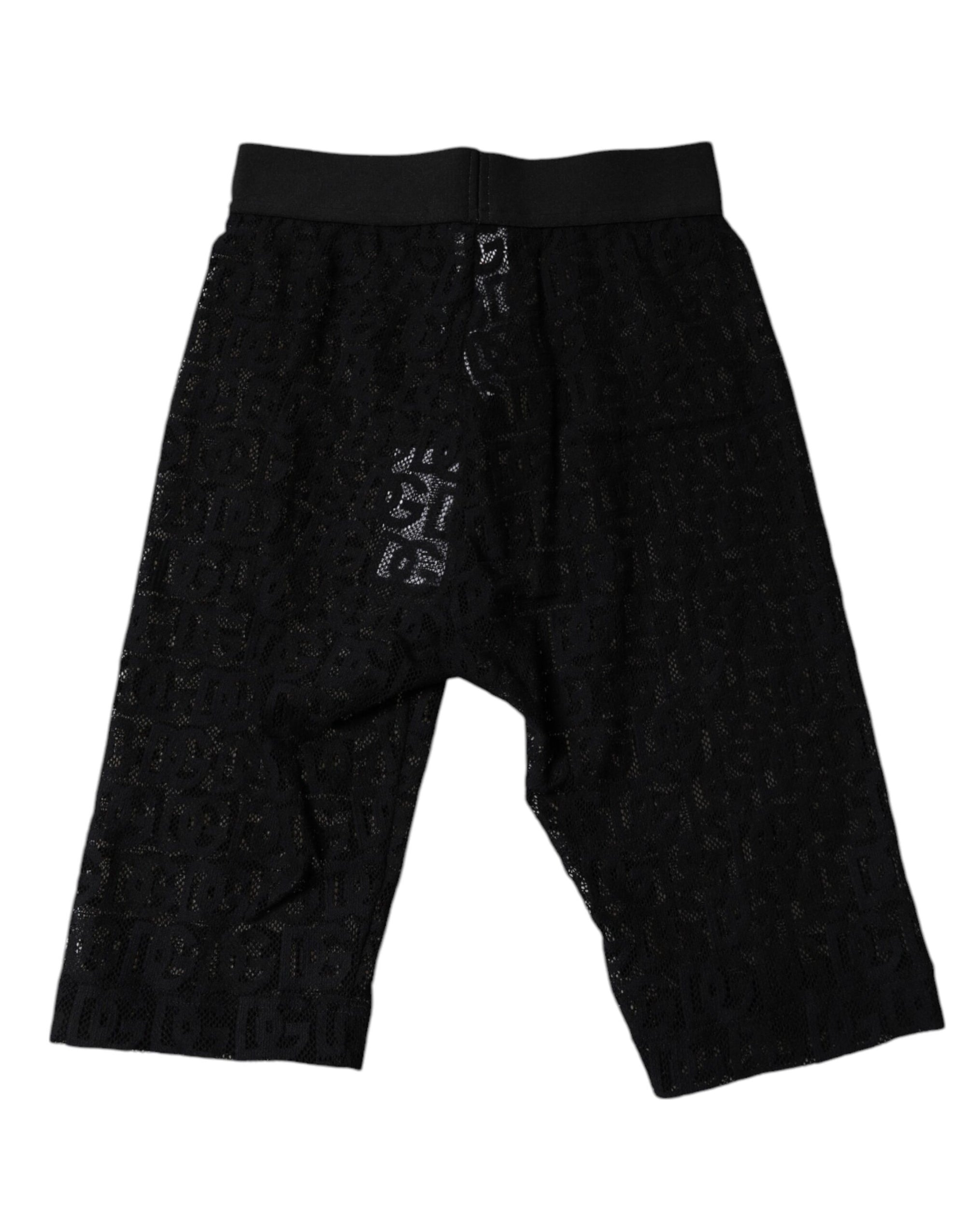 Dolce &amp; Gabbana Black Logo Monogram Cropped Tights Underwear