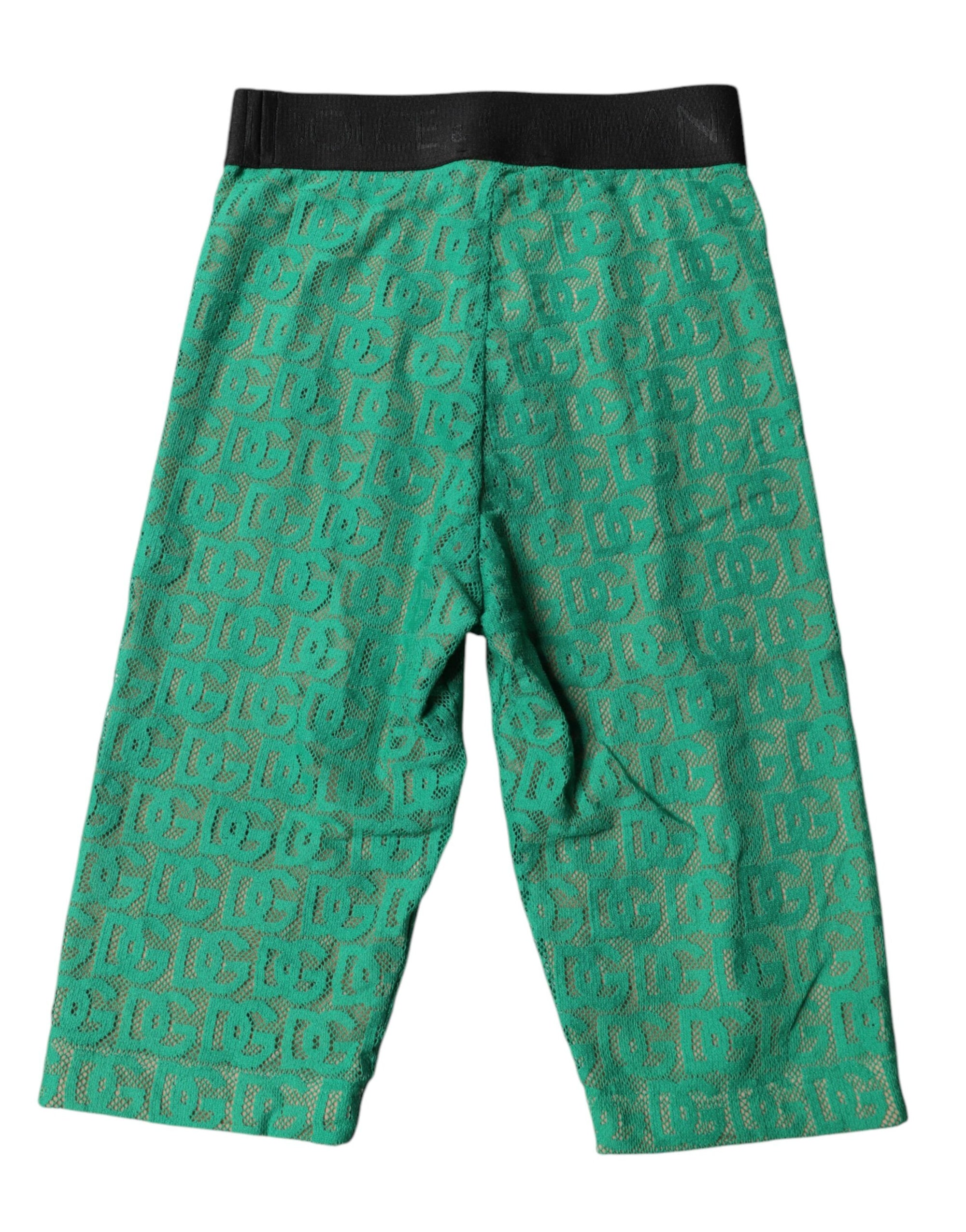 Dolce &amp; Gabbana Green Logo Monogram Cropped Tights Underwear