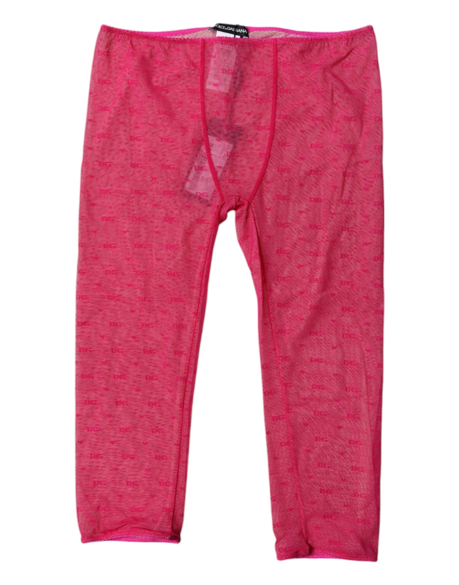 Dolce &amp; Gabbana Fuchsia Logo Lace Lingerie Cropped Tight Underwear