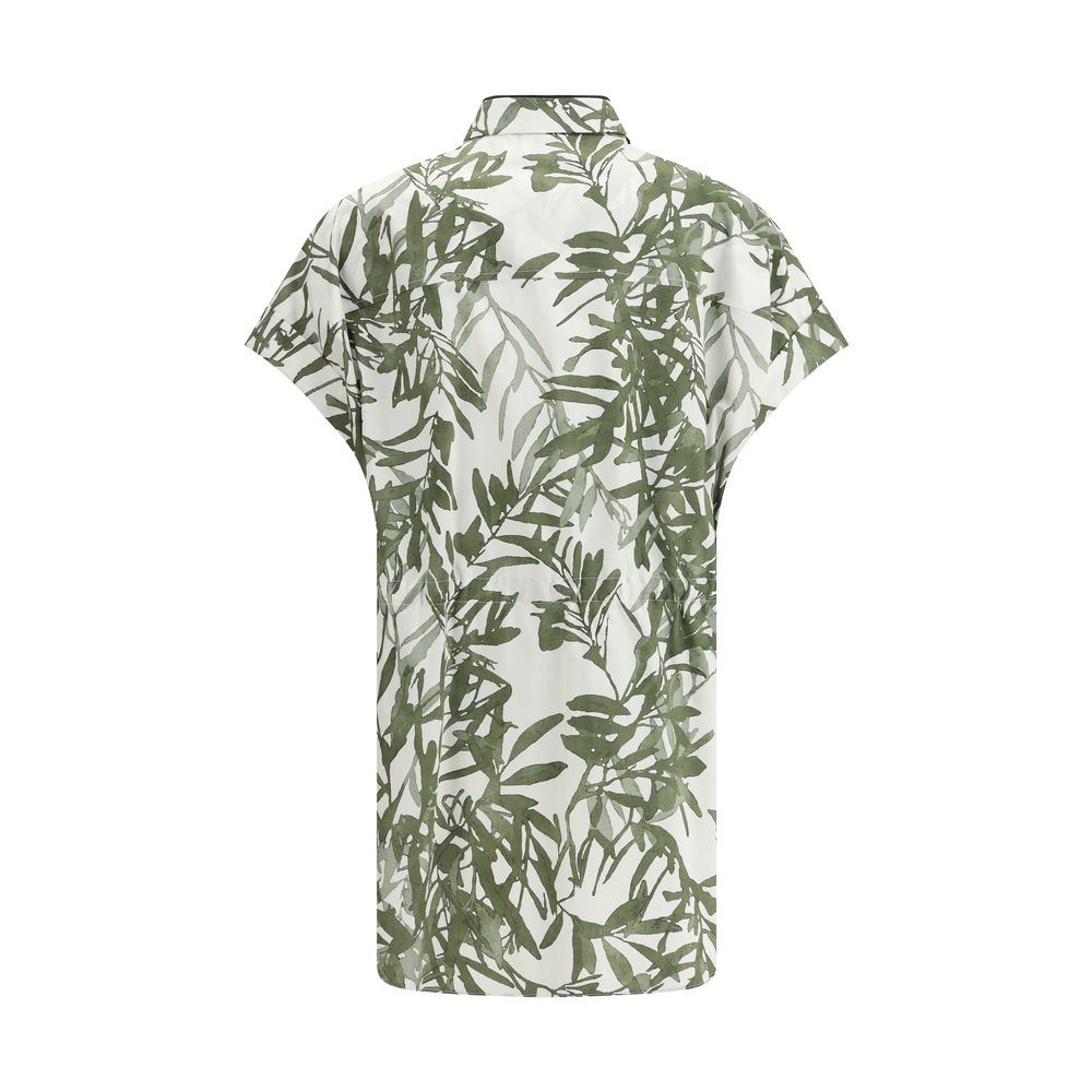 Brunello Cucinelli Chemise longue à imprimé feuilles