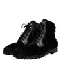 Dolce & Gabbana Black Pony Style Leather Mid Calf Boots Shoes