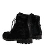 Dolce & Gabbana Black Pony Style Leather Mid Calf Boots Shoes