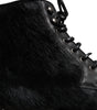 Dolce & Gabbana Black Pony Style Leather Mid Calf Boots Shoes