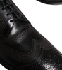 Dolce & Gabbana Black Embroidered Classic Leather Derby Dress Shoes