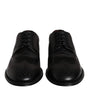 Dolce & Gabbana Black Embroidered Classic Leather Derby Dress Shoes