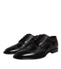 Dolce & Gabbana Black Embroidered Classic Leather Derby Dress Shoes