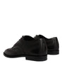 Dolce & Gabbana Black Embroidered Classic Leather Derby Dress Shoes