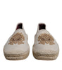 Dolce & Gabbana Beige Canvas Embroidered Slip On Espadrilles Shoes