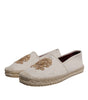 Dolce & Gabbana Beige Canvas Embroidered Slip On Espadrilles Shoes