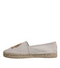Dolce & Gabbana Beige Canvas Embroidered Slip On Espadrilles Shoes