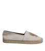 Dolce & Gabbana Beige Canvas Embroidered Slip On Espadrilles Shoes